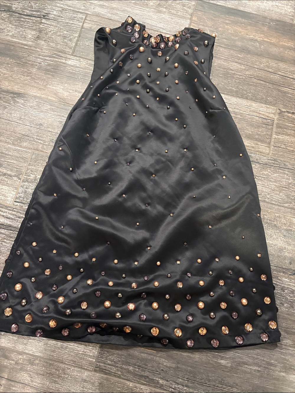 Embellished Black Midi Dress with Metallic Accent